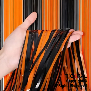 CORTINA HALLOWEEN COMBINADO NEGRO NARANJA 2MT X 1MT x 1